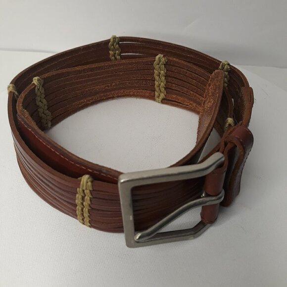 Talbots Leather/Jute Cognac Belt Sz S - Picture 1 of 9